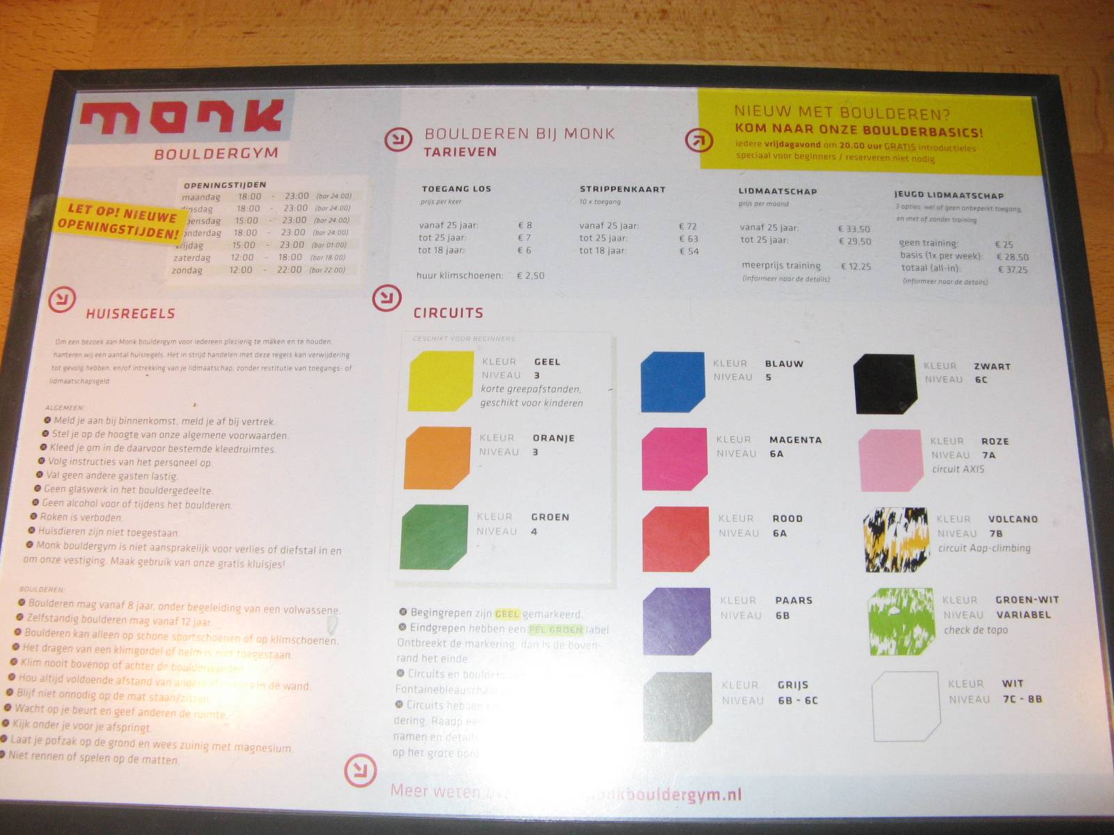 Rota derecelendirmeleri tablosu